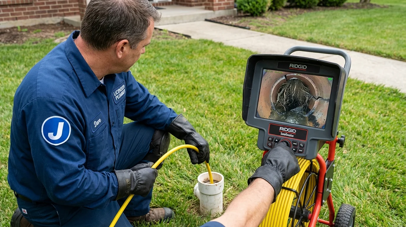 Sewer camera inspection being performed by Johns Plumbing LLC in Eagle Point