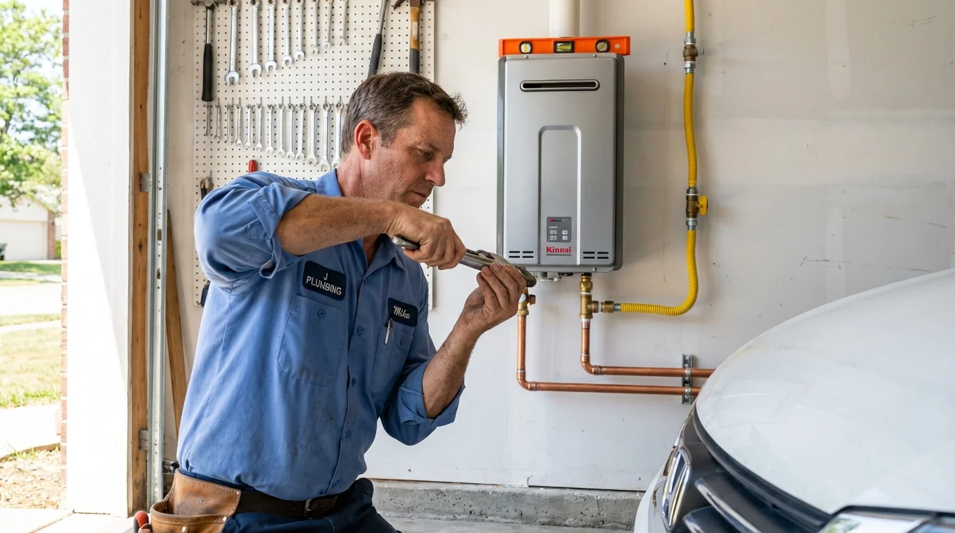 Tankless water heater installation by a Johns Plumbing LLC plumber in Eagle Point